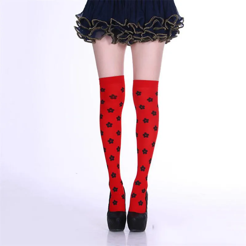 Стиль сексуальный бар казино покер Печать женские бедра высокие чулки костюм на Хэллоуин аксессуары носки для вечеринок красные выше колена носки - Цвет: As Picture3