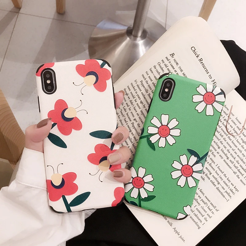 Милый 3D с рельефным цветочным орнаментом рисунком чехол для iphone X 8 7 6 S Plus чехлы