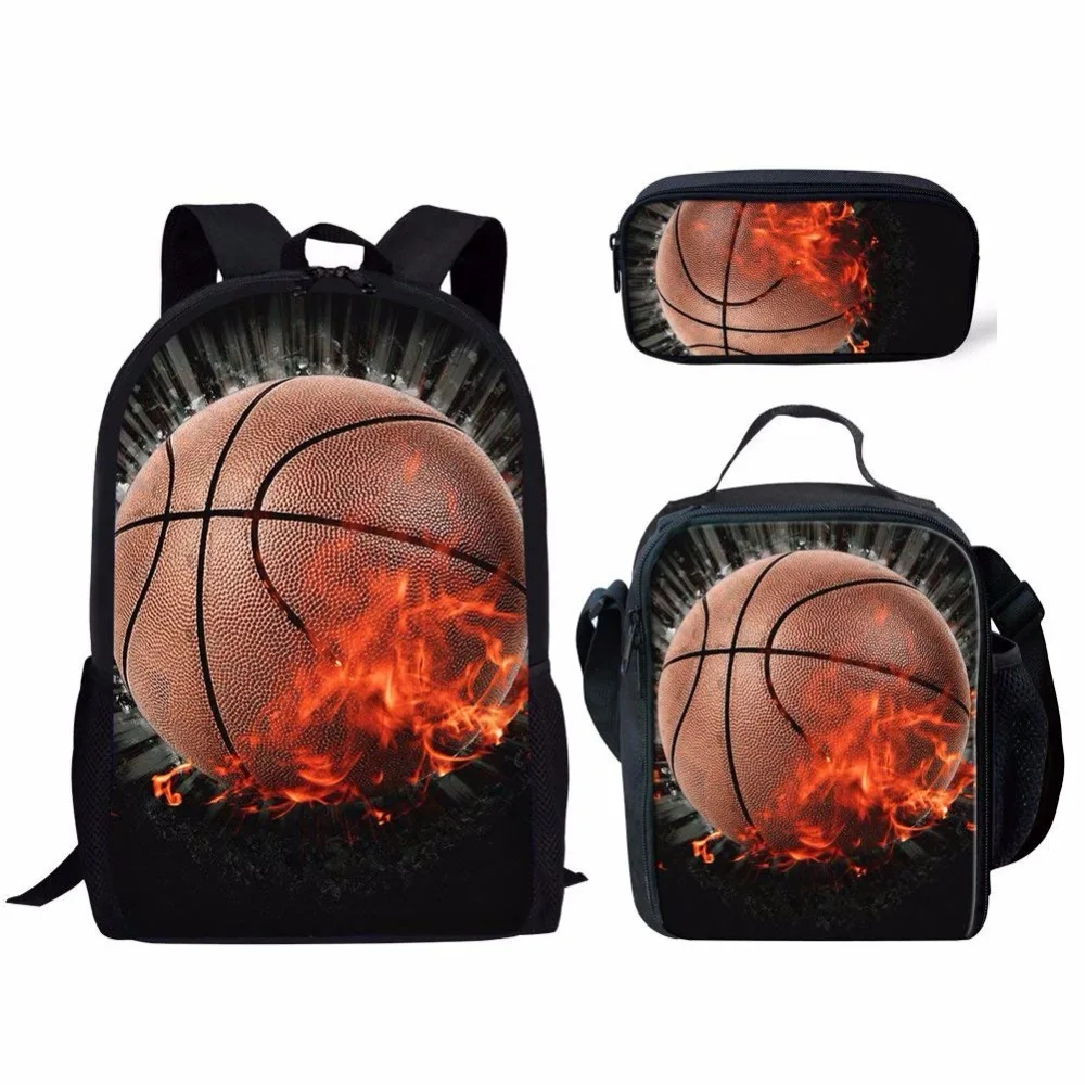 Jackherelook 3D Fire Ice Foot Ball футбол напечатанные школьные рюкзаки большой комплект из 3 предметов для мальчиков школьные сумки ранцы