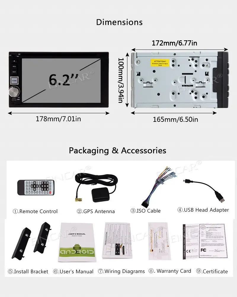 Flash Deal EinCar 2din Android 7.1 Car dvd Stereo Receiver with Bluetooth and GPS Navigation Multi-point Touch screen with Wifi Rear Camera 5