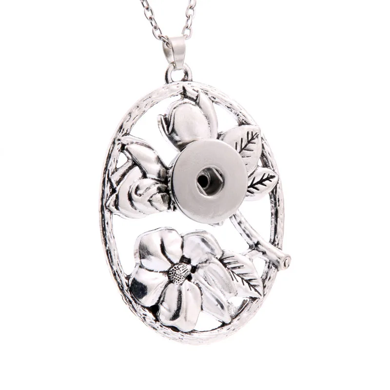 

Flower Snap Jewelry Crystal Pendant Necklace 18mm Snap necklaces Women Charms Snap Button DIY Jewelry Gift For Women