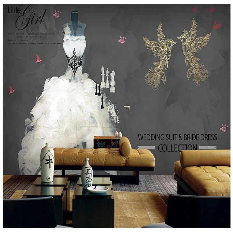 

Custom photo wallpaper Wedding photography studio manual custom clothing dress graffiti wallpaper studio shopping mall mural