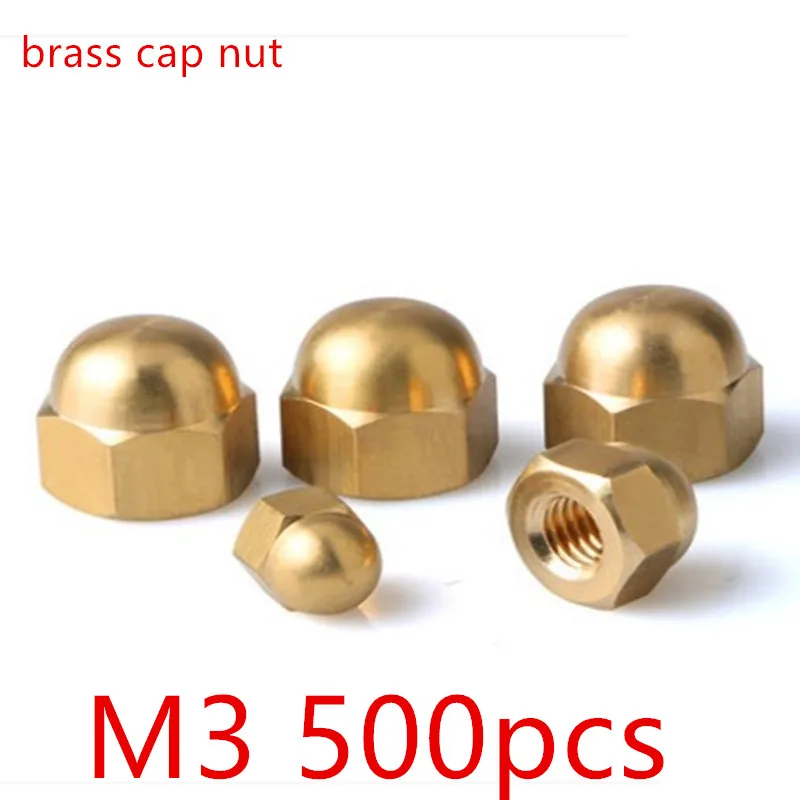 500pcs DIN1587 brass Acorn Nuts M3 Bronze Brass Cap Nut Acorn Dome Head
