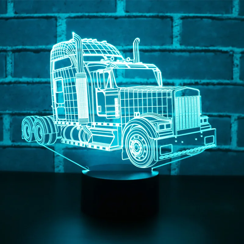 7 цветов Изменение большой грузовик ночник 3D автомобиль Led спальня настольная