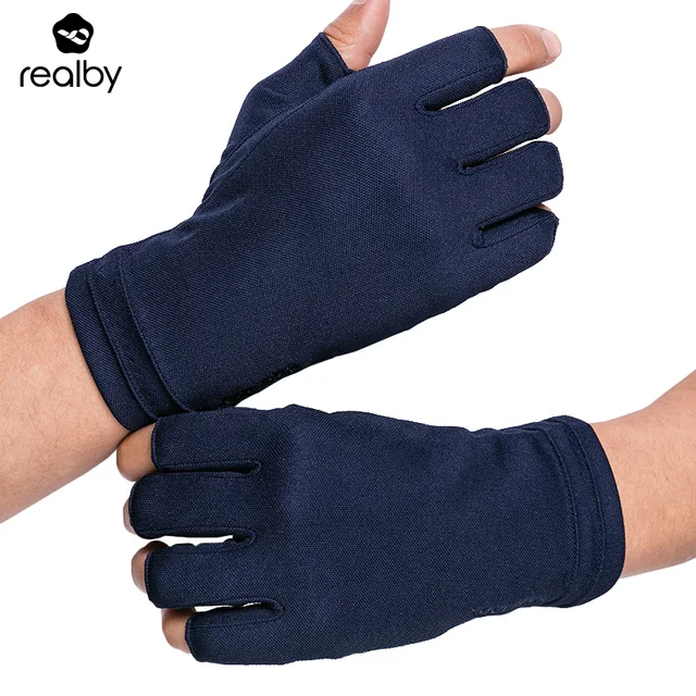 REALBY Summer Fingerless Driving Gloves Male Thin Sunscreen Solid Wrist