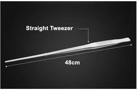 Нержавеющая сталь аквариум прямой Изогнутый пинцет, ножницы, скребок для водорослей, инструмент для очистки аквариума - Цвет: 48cmstraight tweezer