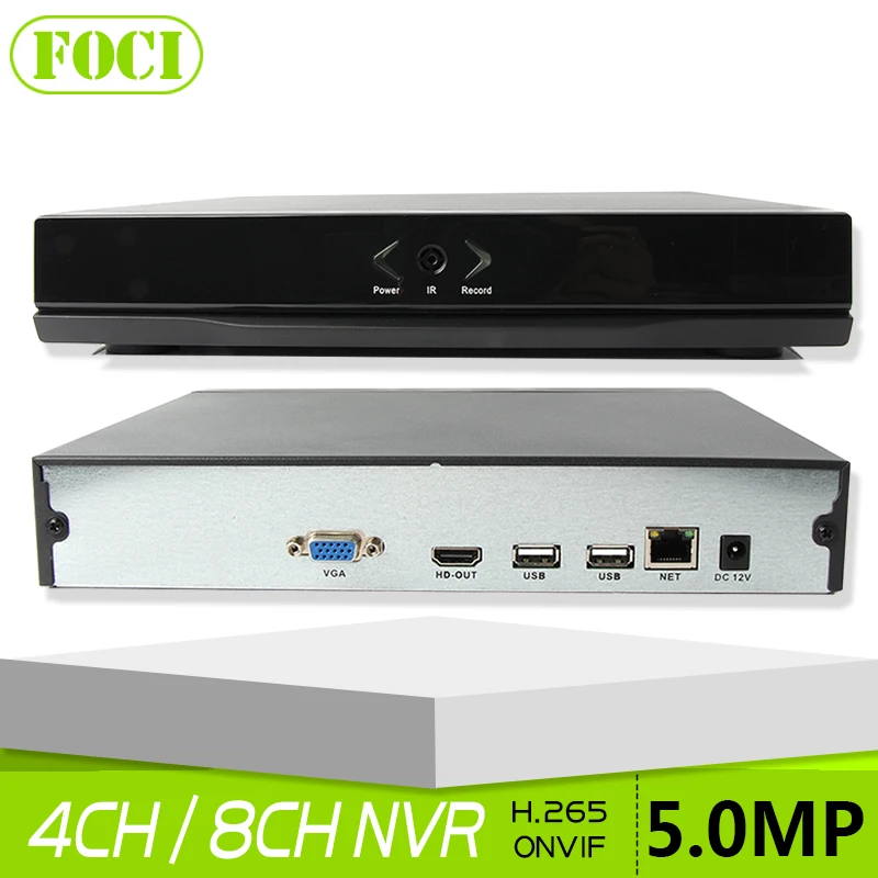  4Ch 5MP / 8Ch 4MP H.265 CCTV NVR Recorder HDMI 4K Full HD Output Support P2P Cloud Onvif IP Camera XMEye Surveillance Recorder  