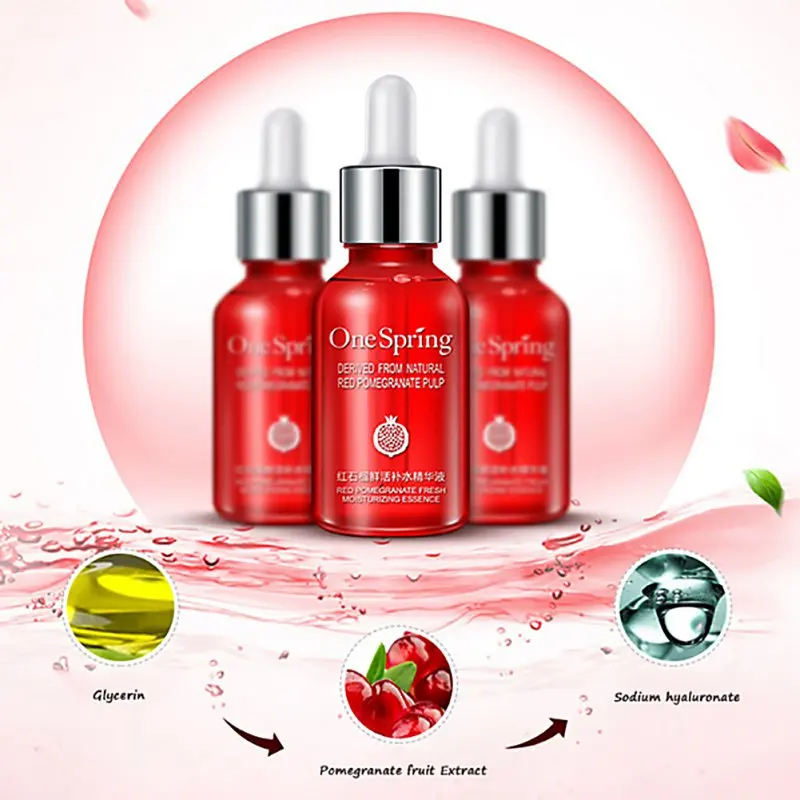 

2018 Red Pomegranate Nourishing Moisturzing Essence Serum Face Cream Skin Care Whitening Anti Aging Hyaluronic Acid Liquid
