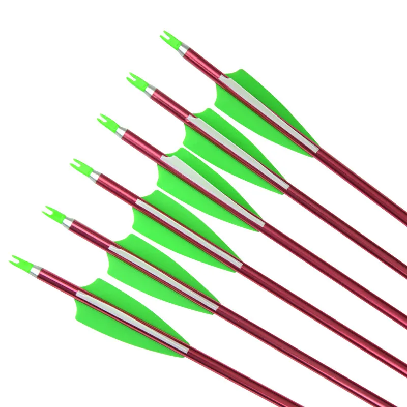6/12 шт. 30 "алюминиевые стрелы для лука стрелки позвоночника 500 Nocks винт советы по пунктам с широких зазубренных наконечника для съемки на