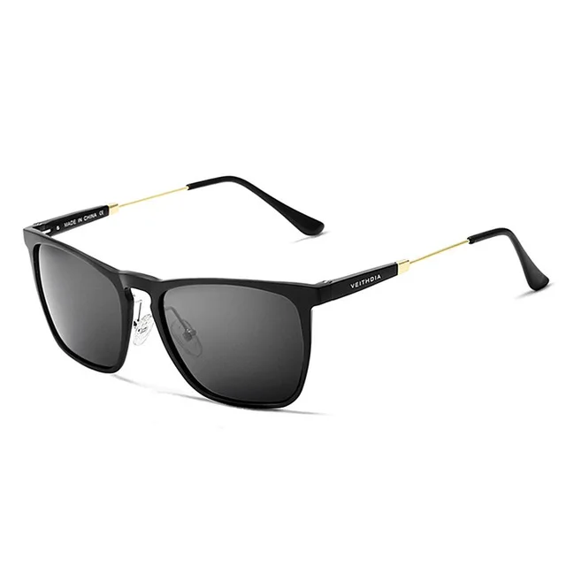 VEITHDIA, квадратные солнцезащитные очки, Винтажные Солнцезащитные очки, мужские, модные, поляризационные, брендовые, дизайнерские, солнцезащитные очки для мужчин/женщин, 6368 - Цвет линз: black