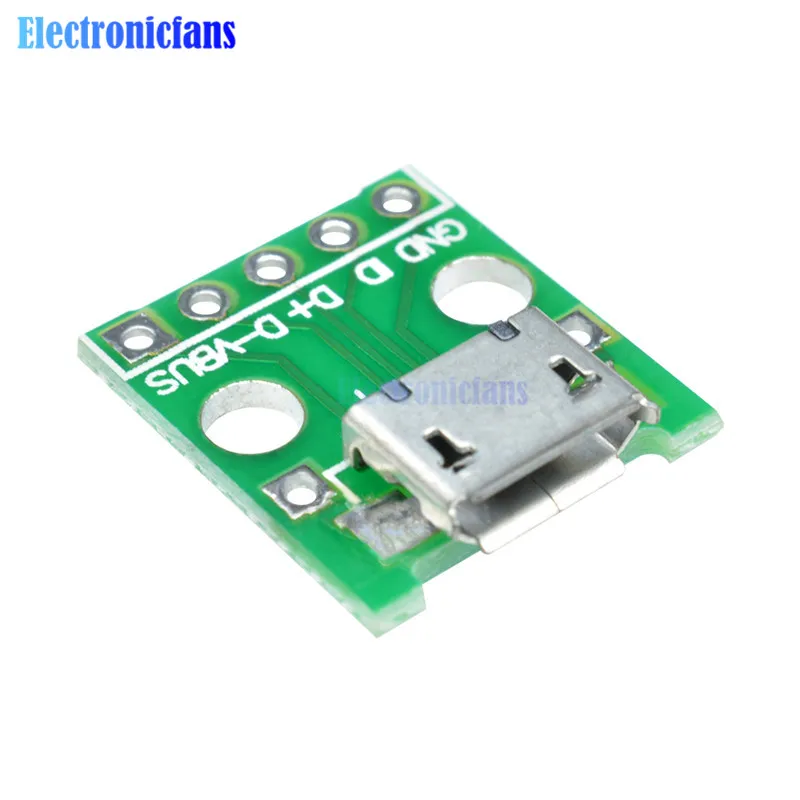 Переходник Micro / Mini USB Type A Male/USB Female для платы PCB 2 54 мм модуль электропитания DIY