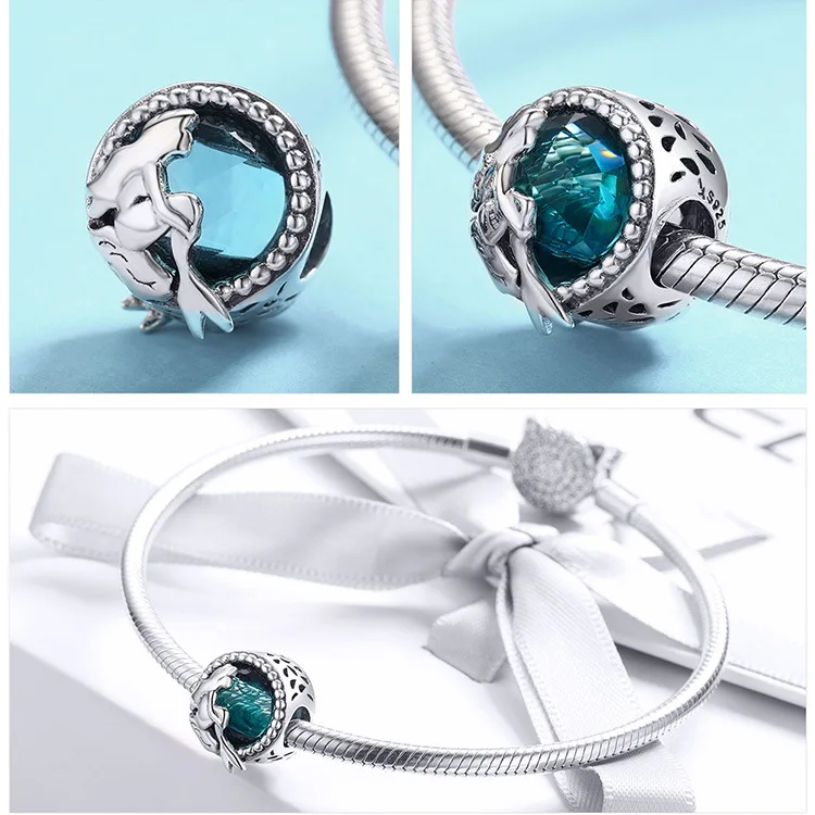 S925 серебро fit Pandora браслет морские очки Маргаритка Русалка Звезда бусины 925 Синий Циркон эмаль Снеговик кошка птица подвеска