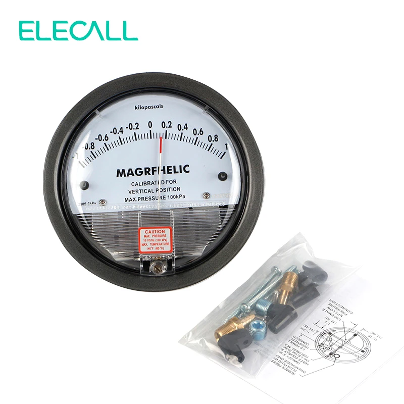 ELECALL TE2000-1~ 1 кПа Дифференциальный Манометр 4-3/" dia. X 2-3/16" круглый тип инструмент-указатель микрометр