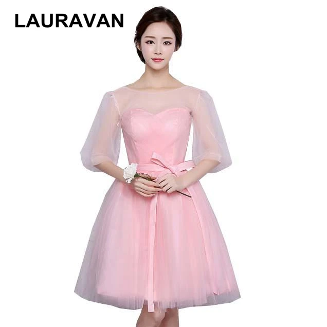 Corset O Neck Sparkly Bridesmaid Dresses Light Pink Party Dress Corset O Neck Sparkly Bridesmaid Dresses Light Pink Party Dress Pastel With Sleeves Ball Gown For