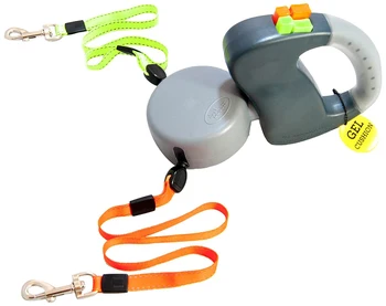 

Two Dog Retractable Non-Tangling Dog Leash with Innovative Gel Handle - Walk 2 Dogs Up to 50 lbs Each - 10 ft Leads PL024