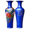 1 piece Chinese Style Crystal Glaze Blue Royal Peony Ceramic Tall Floor Vase Home Office Factory Pocealin Decoration 2