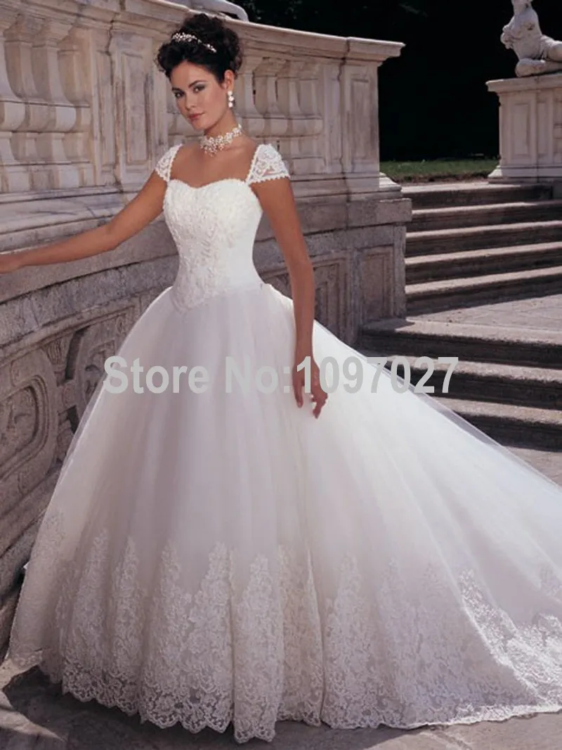 Ball Gown Sweetheart Cap Sleeve Corset font b Wedding b font font b Dresses b font