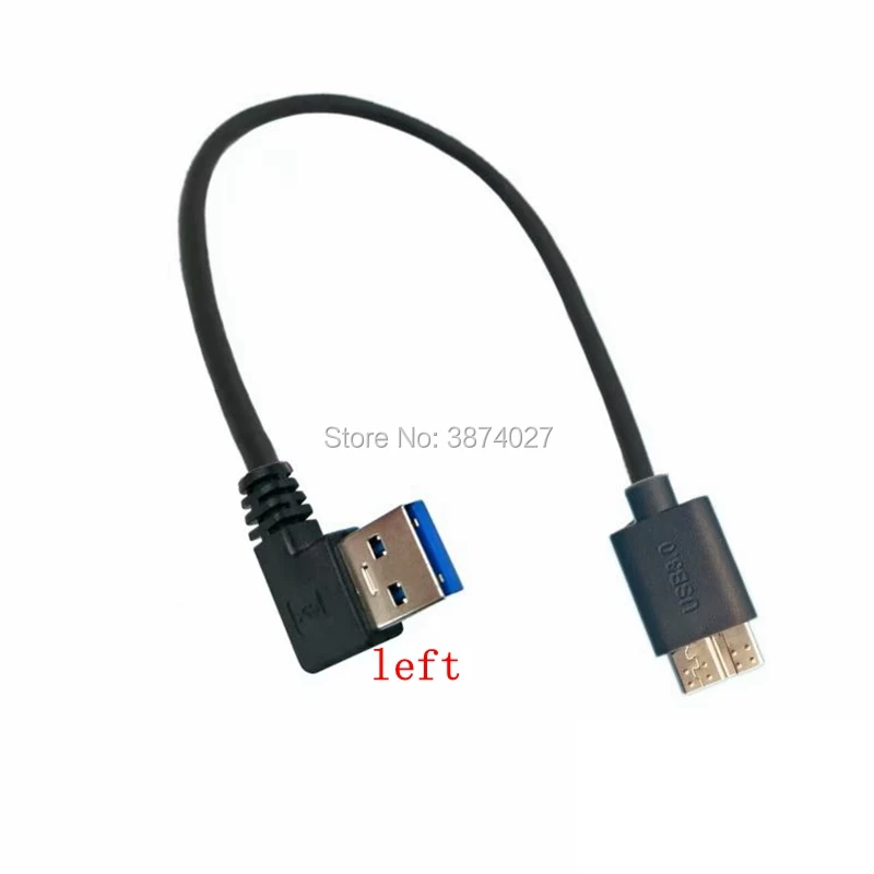 20 см 1 шт. USB кабели черный 3,0 под прямым углом ТИП A штекер Micro B Мужской Соединительный Кабель-адаптер