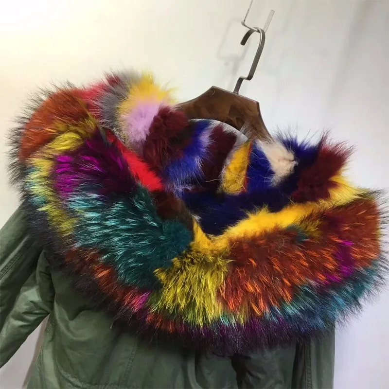 Hot 2016 Fashion high quality multi light colorful fox fur parka winter outerwear Mr Mrs real fur parka coats bubble coat women