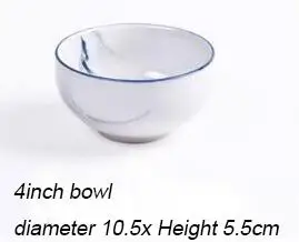 1 шт. тарелка, кухонная посуда, Мраморная зерно, посуда, поднос для еды, миска для риса, кухонные инструменты, поднос для салата - Цвет: 4inch bowl