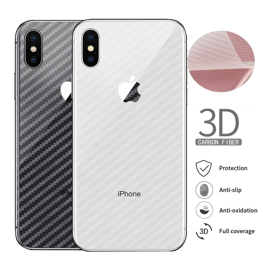 

5Pcs/lot Full Cover Carbon Fiber Screen Protector For iPhone11 Pro Max X XS Max XR 6 6s 7 8 Plus Back Sticker Anti-Fingerprint