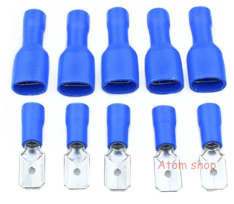 

100PCS blue FDFD2-250 MDD2-250 flat Cold spring pressing terminal male female inserted spring Insulated Crimp Terminals