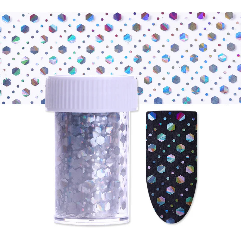 

4*120cm Holographic Nail Foil Starry Paper Colorful Hexagon Dot Pattern Nail Art Transfer Sticker