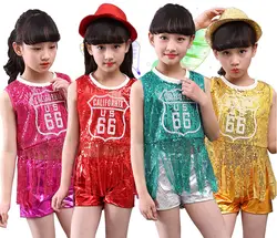 Детская сценическая танцевальная одежда Детский хип-хоп Джаз танцевальный костюм Современная Одежда для танцев для девочек одежда