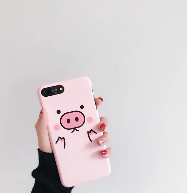 

Phone Case For IPhone 7 8 Plus Pink cute pig Cases animal Silicon Protect Soft Full Cover For IPhone 6 6S XS Max XR 5 5S Case