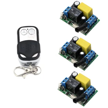 

New AC220V 1CH 10A RF Wireless Remote Control Switch Light Lamp LED A ON B OFF 3Receiver & 1Transmitter Learning Code