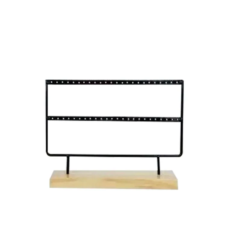 48 Holes Jewelry Organizer Stand Black and White color Iron with Wooden craft Earring Holder Fashion Earrings Display Rack