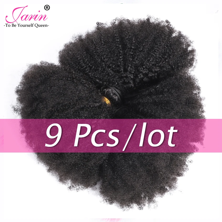 

Mongolian Afro Kinky Curly Hair Weave 9 Bundles Deal Natural Color 8-20 inches In stock 100% Remy Human Hair Extensions Jarin