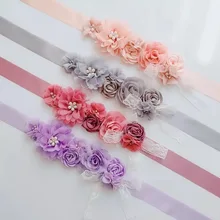 Цветок ручной работы жемчужное свадебное украшение из хрустальных бусин свадебный пояс, Лента Свадебная вечеринка пояса атласные невесты створки