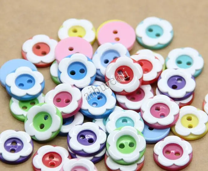 Mixed Color Flower Button Garment Buttons Candy Color Flatback Children