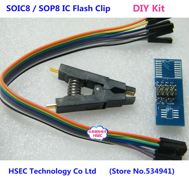 

SOIC8 IC flash clip DIY kit /soic8 sop8 ic test Clip SOP8 adapter socket for TL866CS TL866A EZP2010 EZP2013Programmer
