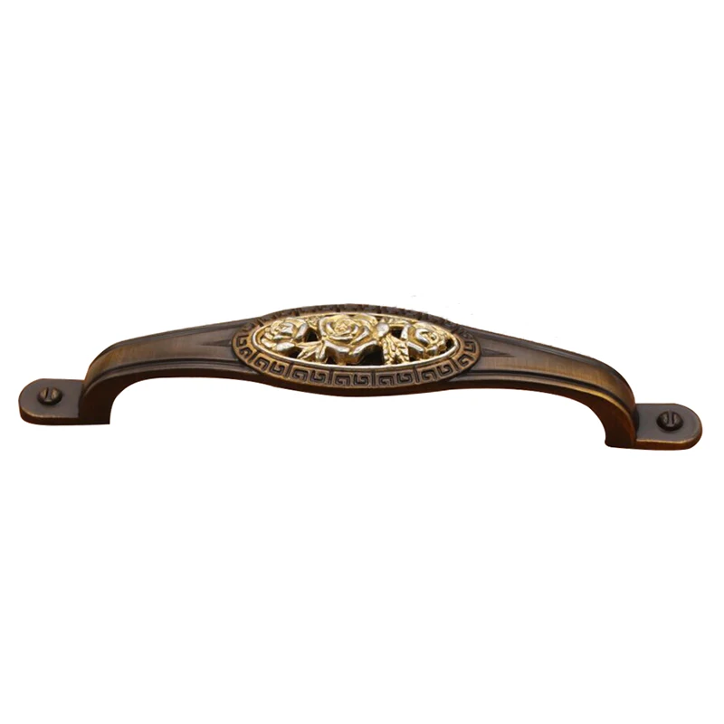 

10PCS Vintage Flower Bronze Alloy Cabinet Drawer Wardrobe Closet Door Knob Pull Handle Double hole 128mm