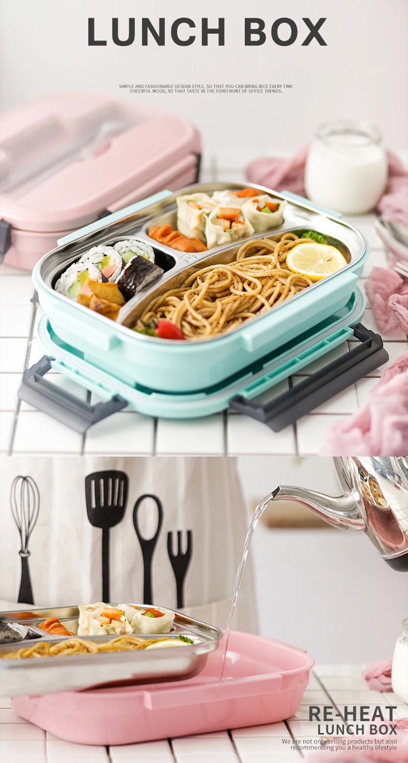 TUUTH High Quality 304 Stainless Steel Lunch Box Whit Bag Set Portable Leakproof for Kids Picnic School Food Container B1