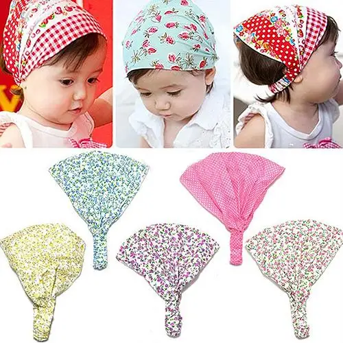 

Girls' Floral Polka Dot Print Headscarf Cotton Elastic Headband Bandana Hat