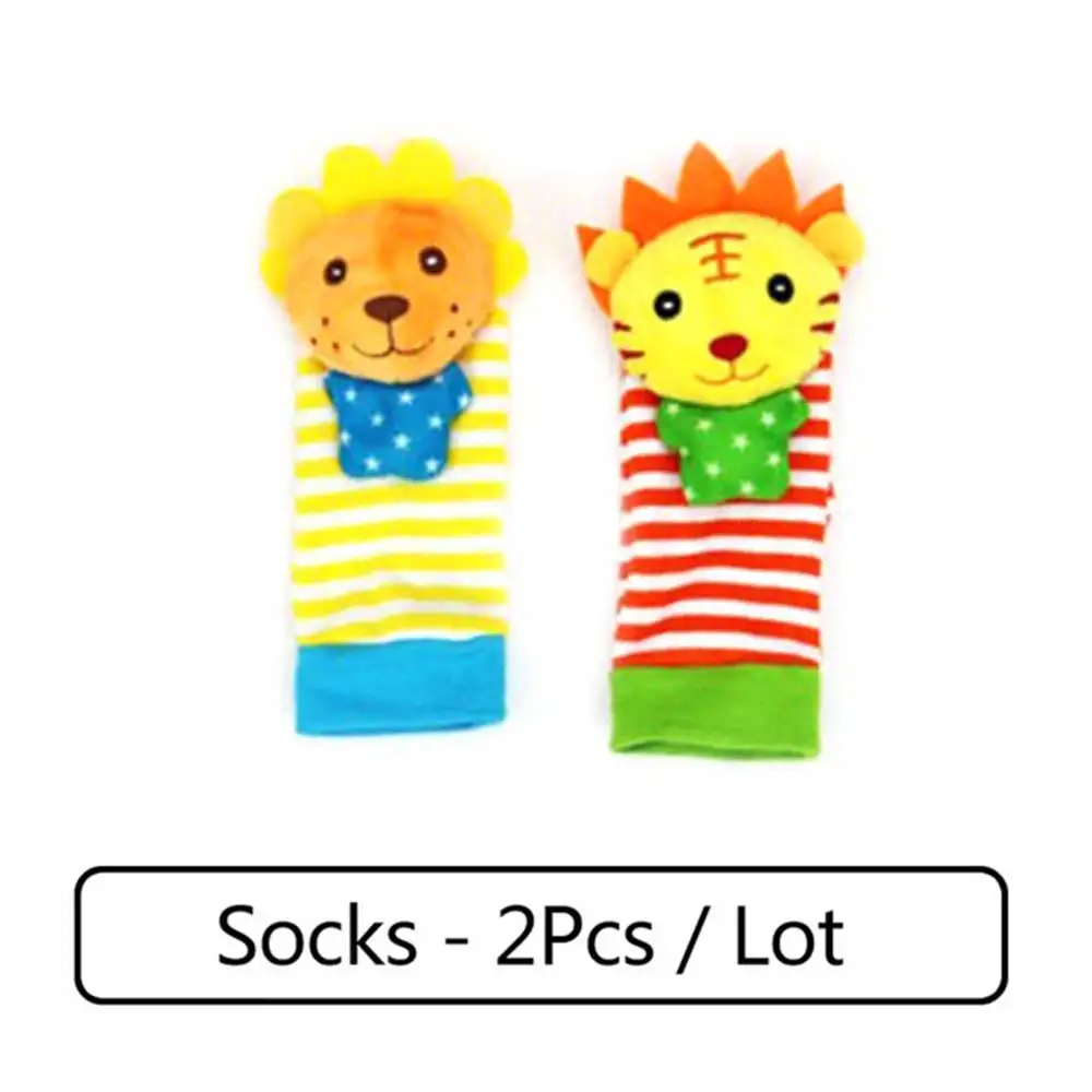 Мягкие носки в виде животных; детские погремушки на запястье; колокольчики; Звуковая погремушка для рук; колокольчики для ног; милые плюшевые носки для питомцев; интеллектуальные игрушки для новорожденных - Цвет: WZ3336C-wazi
