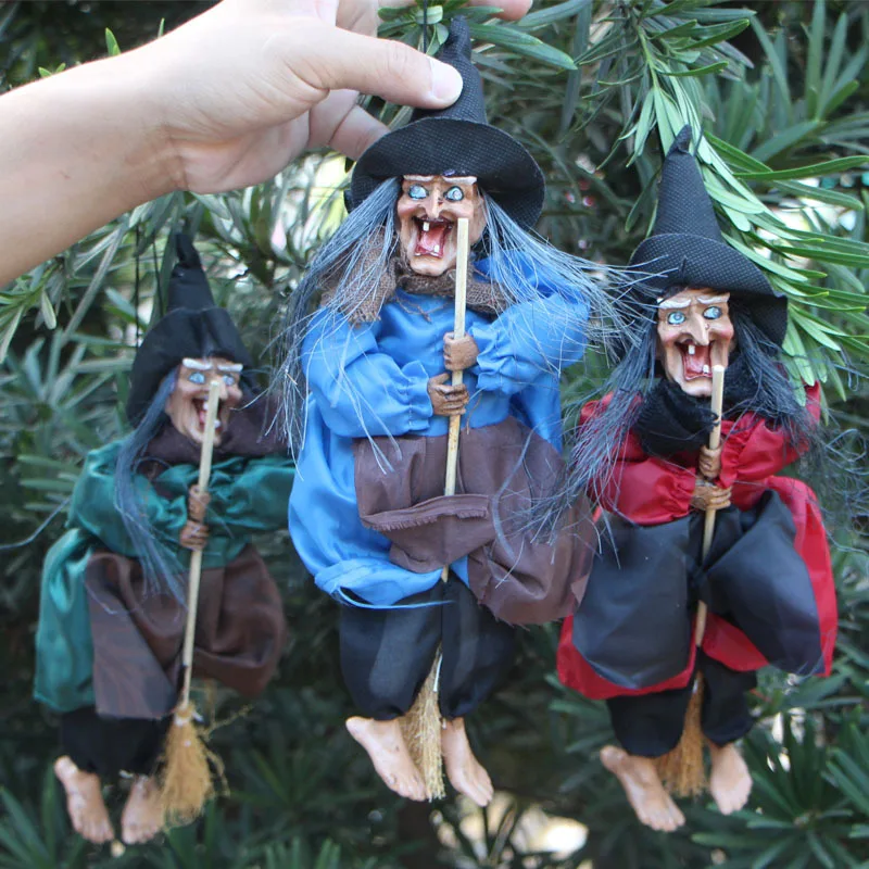 

Halloween Arrangement Ghost Festival Bar Decoration Horror Scary Hanging Ghost Voice-activated Witch Pendant PAT86