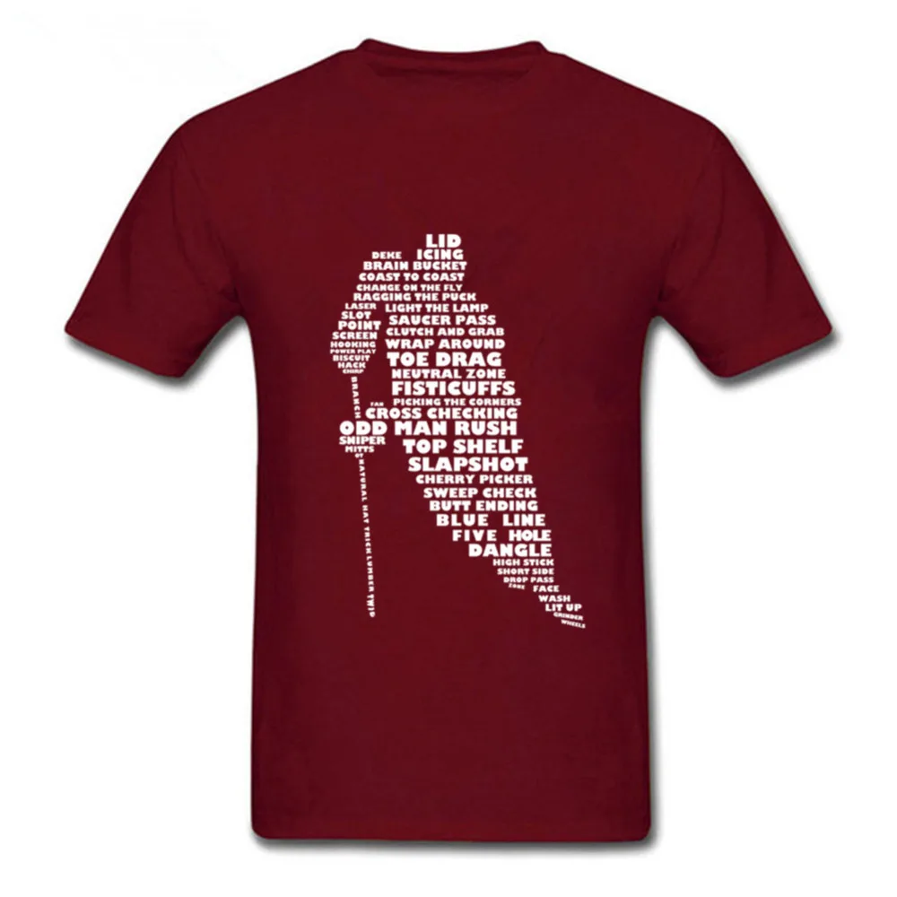 

2018 Fashion Brand Men's T Shirt Hockeyer Language Calligram Goalier T-Shirt Letters Printed Shirt Man T Shirt Round Collar Tees