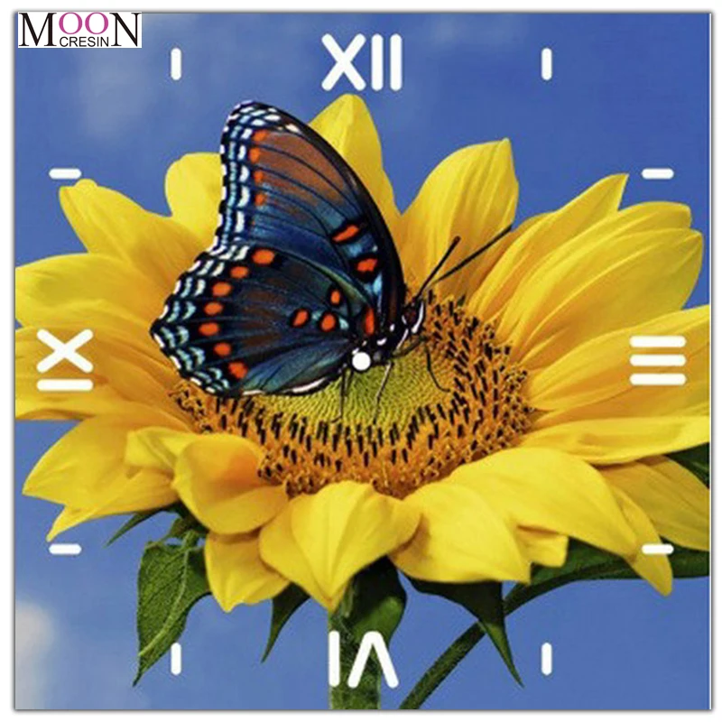 

MOONCRESIN Diy Diamond Painting Cross Stitch Butterfly Kiss Sun Flowers Diamond Mosaic Full Round Diamond Embroidery Decoration