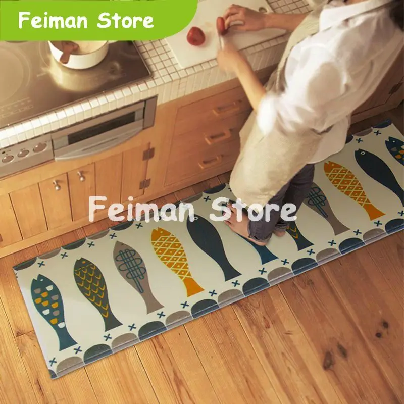 Геометрический мягкий толстый ковер с изображением рыбы, коврик для двери, зала, ванной, кухни, гостиной, современные ковры, водопоглощающий нескользящий ковер