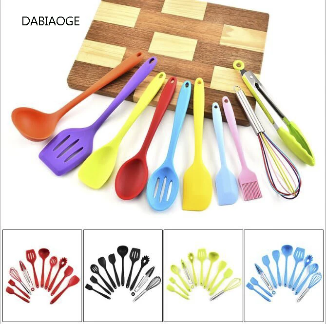 

MINI cozinha Kitchen tools silica gel utensils and appliances soup scoops utensilsnon-stick pan shovel tools set spoon cookware
