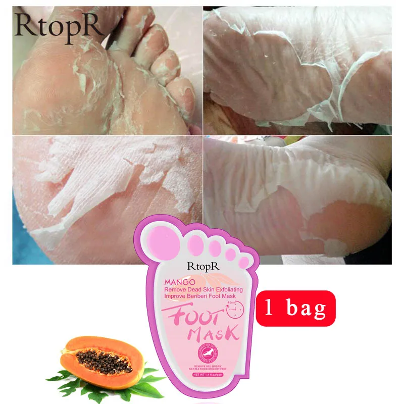 

1Bag Mango Foot Mask Peel Dead Whitening Moisturizing Exfoliating Renewal Pedicure Remove Dead Skin Heel Socks Peeling Foot Care