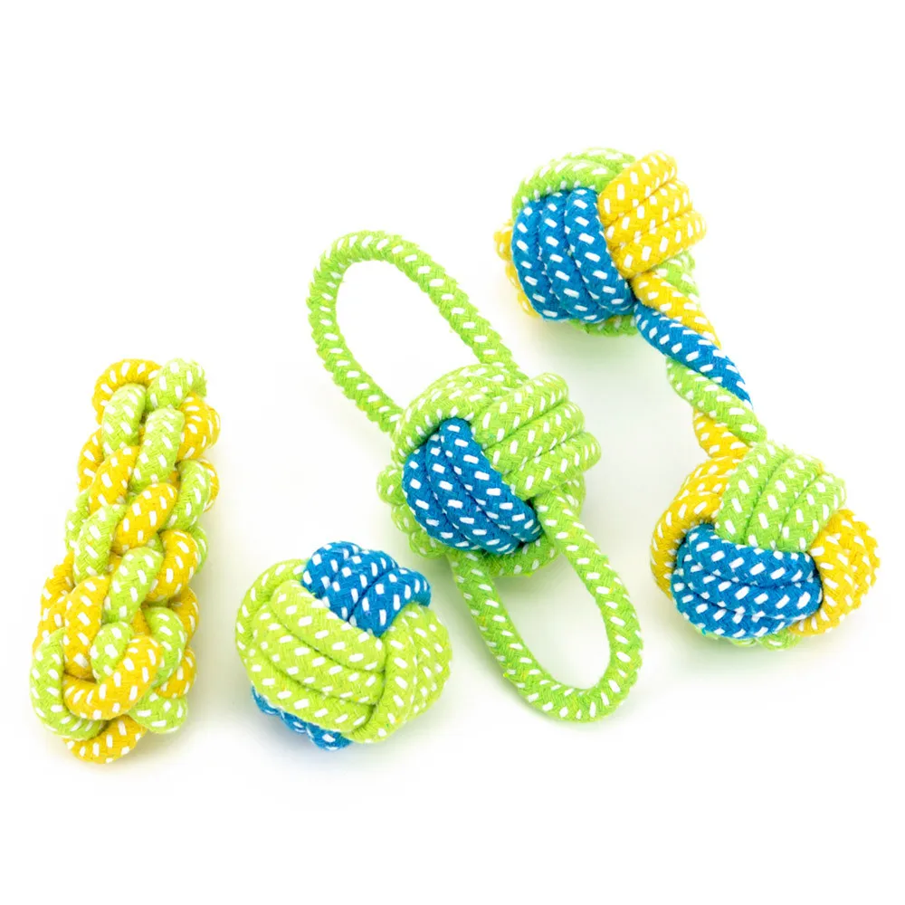 PAWZRoad Dog Rope Toys Knot Bite Resistant Puppy Safe Chewing Toys Teeth Cleaning Pet Playing Ball For Small Large Dogs Training