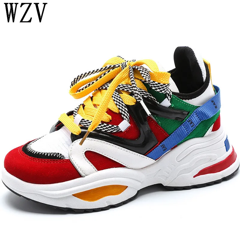 

Women Sneakers 2019 Multi Color Thick Sole Ladies Platform Shoes Height Increasing Chunky Shoes Women Unisex Casual Shoes W712