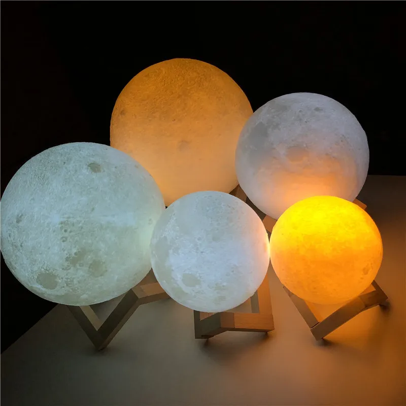 3D печать Луны лампы USB Перезаряжаемые 2 Цвет сенсорный Управление Спальня Регулируемый ночной Светильник Декор подарок лампы