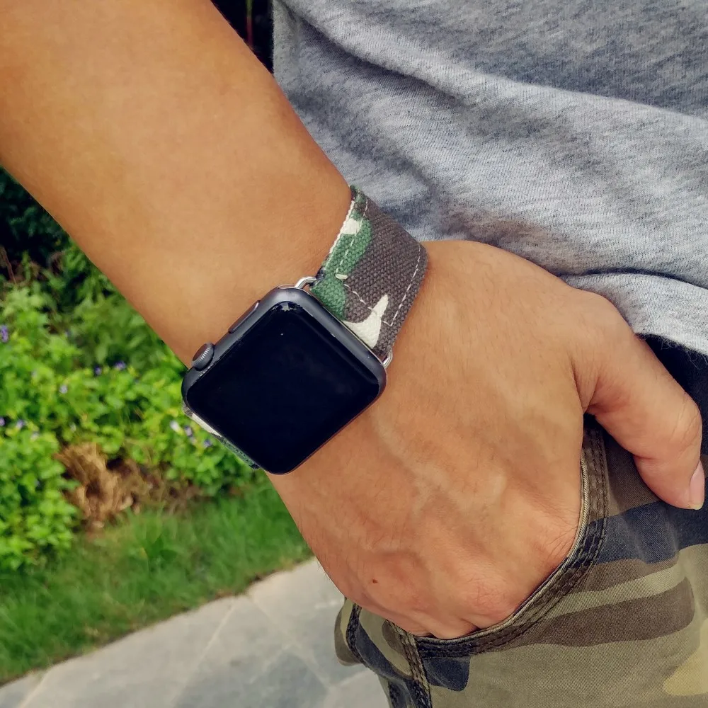 DAHASE Camouflage Canvas Fabric Strap for Apple Watch Band 42MM 38MM  Leisure Bracelet for iWatch Series 1 2 3 Wristaband|strap for apple watch|strap  forfor apple watch band - AliExpress