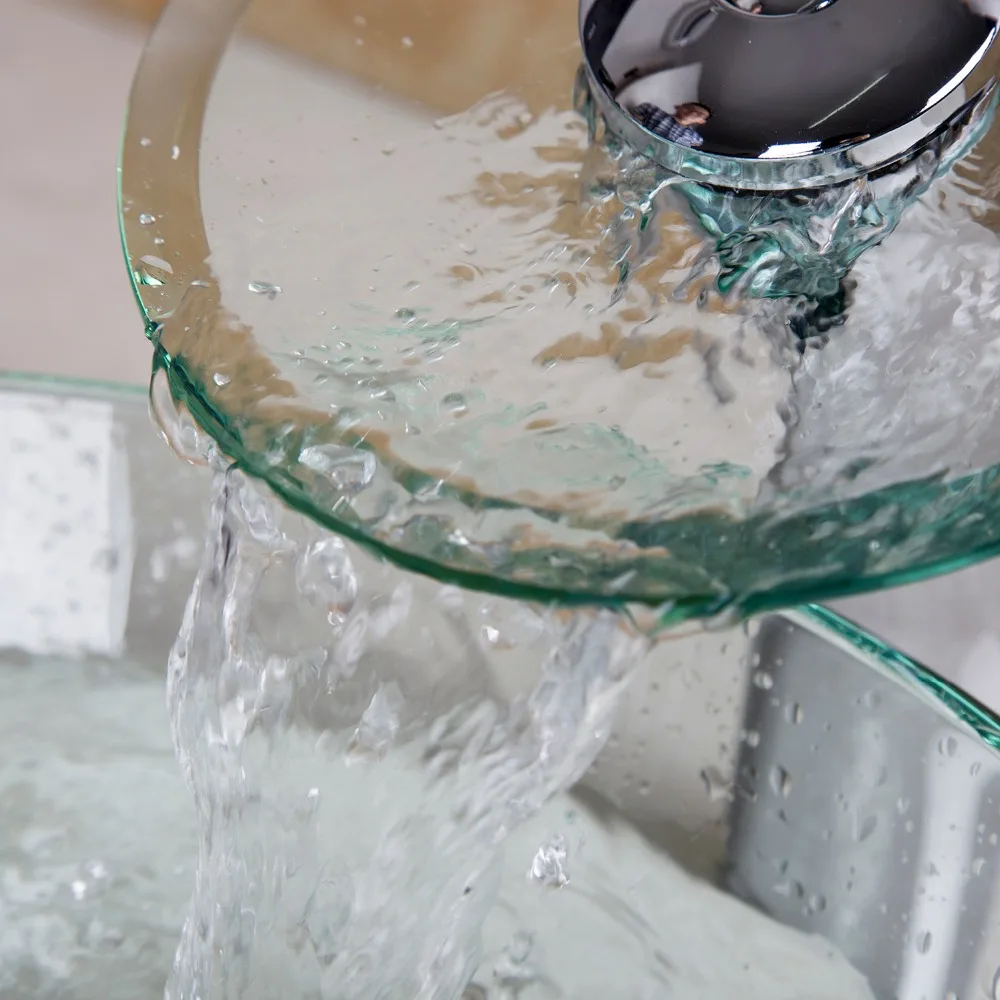 Стеклянная Раковина с водопадом KEMAIDI набор для раковины из латуни смеситель
